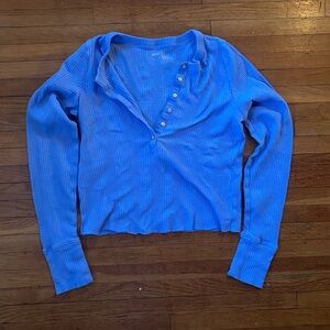 Aerie Long Sleeve Cropped Waffle Henley